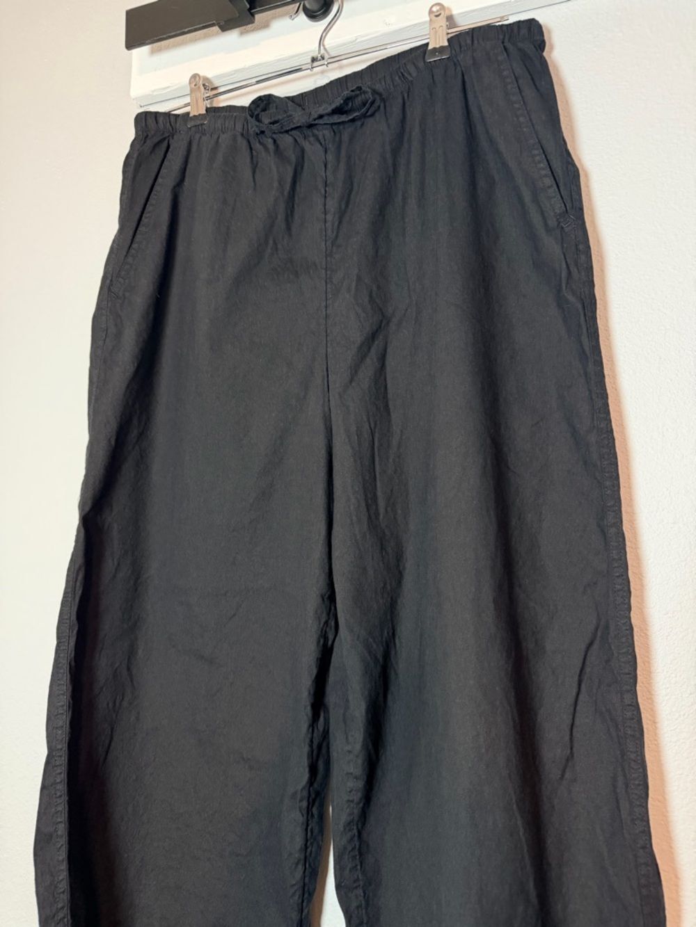 Athleta Paradise Midrise Wide Leg Linen Blend Pant Womens Size Medium Black - Picture 4 of 10